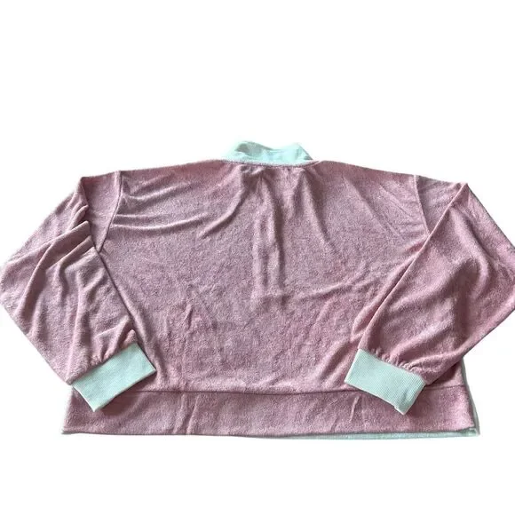 L*Space L Best Life Pullover‎ Pink Cream Terry Sweatshirt Sporty Colorblock New - Picture 6 of 12